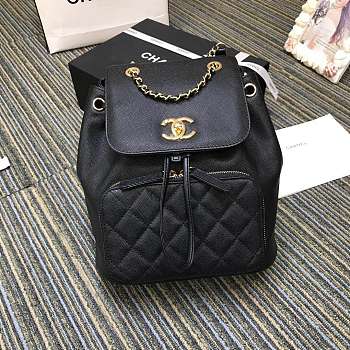 Chanel fine grain embossed calf leather backpack  24*21*16cm