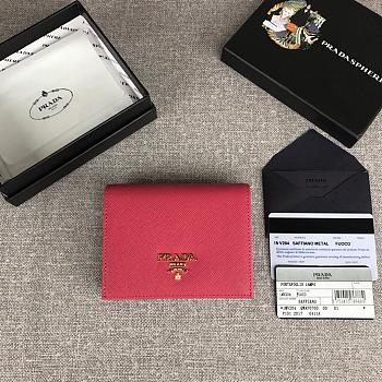 PRADA SMALL Saffiano Leather Wallet Rose Red 1MV204 11.2 x 8.5 cm