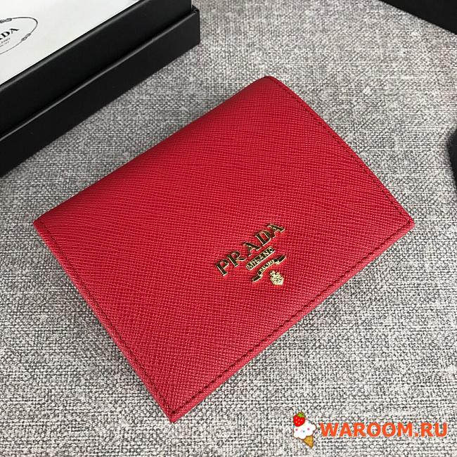 PRADA SMALL Saffiano Leather Wallet Big Red 1MV204 11.2 x 8.5 cm - 1