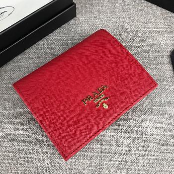 PRADA SMALL Saffiano Leather Wallet Big Red 1MV204 11.2 x 8.5 cm