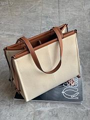 LOEWE LARGE Cushion Tote Bag Canvas And Calfskin Light Oat 330.02AB90 35 x 27 x 19 cm - 2