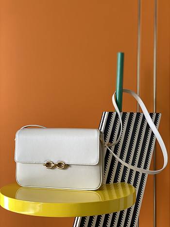 YSL LE MAILLON SATCHEL IN SMOOTH LEATHER WHITE 6497952 24x14.5x3.5cm