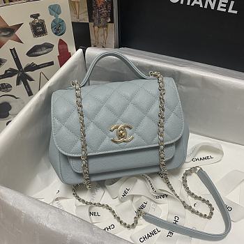 CHANEL MINI FLAP BAG WITH TOP HANDLE Blue A93749 19x7x14cm