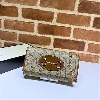 GUCCI Horsebit 1955 Wallet With Chain GG Supreme 62189292TCG 19 x 10 x 2.5 xm