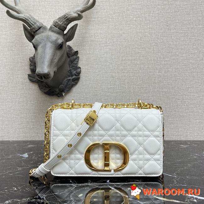 DIOR SMALL CARO BAG Ivory Supple Cannage Calfskin M9241UWHC 20 × 12 × 7 cm - 1