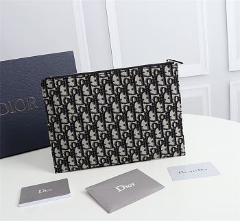 DIOR POUCH Beige and Black Dior Oblique Jacquard 2OBCA251YSE 30 cm x 20 cm x 2.5 cm 