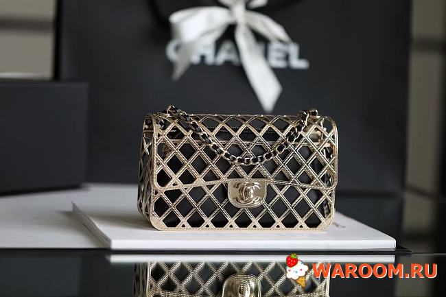 CHANEL EVENING BAG Gold-Tone Metal & Lambskin Gold & Black AS2514 11 x 18 x 6 cm - 1