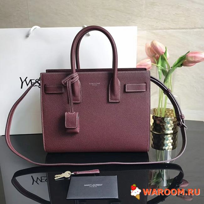 YSL CLASSIC SAC DE JOUR BABY IN GRAINED LEATHER Opyum Red 421863 26 x 20.5 x 12.5 cm - 1