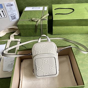 GUCCI GG Embossed Mini Bag White Leather 658553 11.5 × 17 × 4 cm