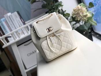 CHANEL Business Affinity Backpack White Leather A93748 25 x 24 x 17 cm