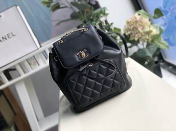 CHANEL Business Affinity Backpack Black Leather A93748 25 x 24 x 17 cm