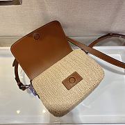 PRADA Raffia and Leather Shoulder Bag Beige Cognac 1BD243 20 x 15 x 6.5 cm - 5