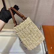 PRADA Women Corn Husk and Leather Tote Beige 1BG336 26 x 18 x ​​13.5 cm - 3