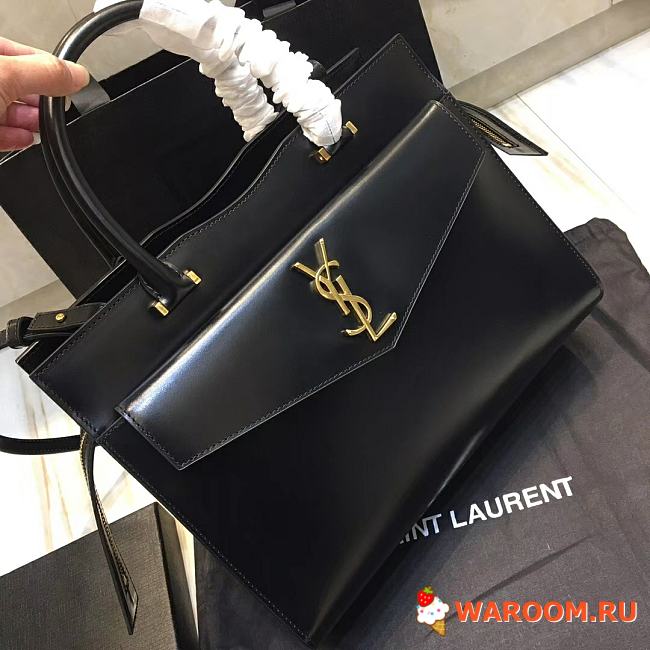 YSL UPTOWN MEDIUM TOTE IN GRAIN DE POUDRE EMBOSSED LEATHER Black 5576531KA0J1000 31 x 24 x 16 cm - 1