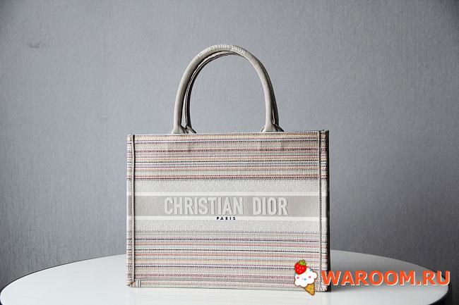 DIOR SMALL DIOR BOOK TOTE Multicolor Stripes Embroidery M1296 36.5 x 28 x 16 cm - 1