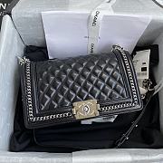 CHANEL Small Chevron Boy Bag Silver A67085 12 x 20 x 8.5 cm - 1