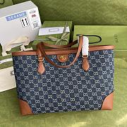 GUCCI Ophidia GG Medium Tote Blue And Ivory Denim 631685 38 x 28 x 14 cm - 1