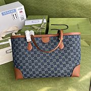 GUCCI Ophidia GG Medium Tote Blue And Ivory Denim 631685 38 x 28 x 14 cm - 2