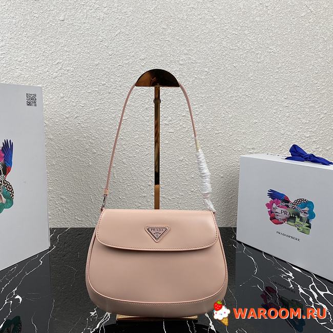 PRADA Cleo Brushed Leather Shoulder Bag With Flap Orchid Pink 1BD311 23 x 18 x 2.5 cm - 1