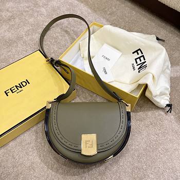 FENDI MOONLIGHT Green Leather Bag 8BT346 21 x 9 x 14 cm