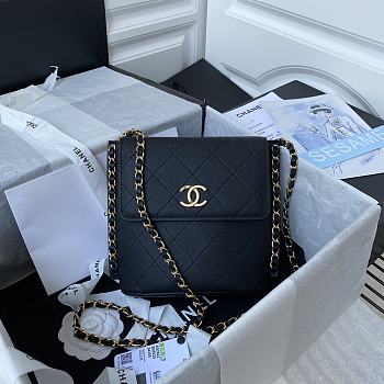 CHANEL SMALL HOBO BAG Calfskin & Gold-Tone Metal Black AS2542 19 x 23 x 7 cm