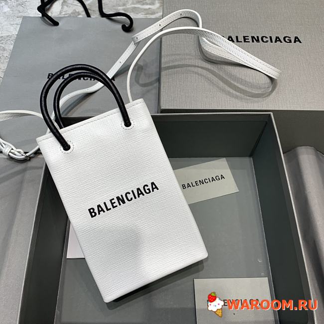 BALENCIAGA SHOPPING PHONE HOLDER IN WHITE 5938260 12 x 4.5 x 18 cm - 1