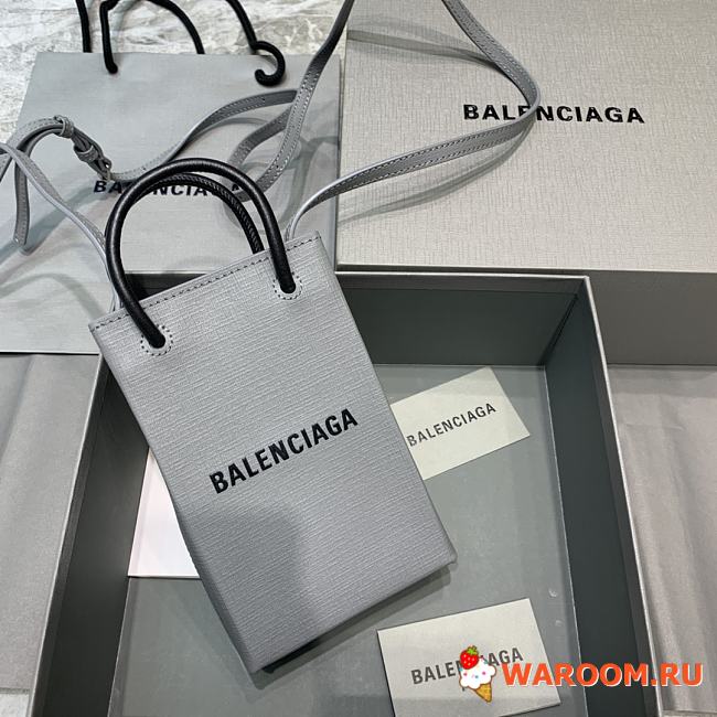 BALENCIAGA SHOPPING PHONE HOLDER IN GREY 5938260 12 x 4.5 x 18 cm  - 1
