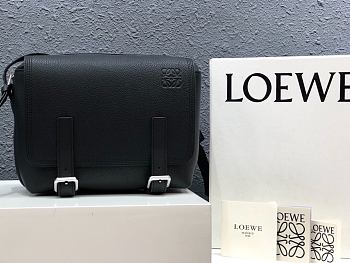 LOEWE XS Military Messenger Bag In Soft Grained Calfskin Black 317.12AA72 24.5 × 18 × 10.5 cm
