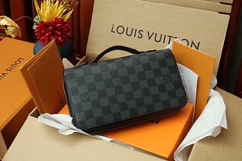 LOUIS VUITTON ZIPPY XL WALLET DAMIER GRAPHITE CANVAS Black N41503 23 x 15 x 4 cm