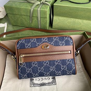 GUCCI Ophidia GG Mini Bag Blue and Ivory 517350 17.5 x 12 x 5.5 cm