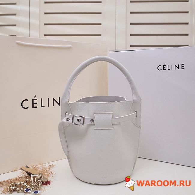 CELINE BIG BAG NANO BUCKET IN SMOOTH CALFSKIN White 187243A4T 21 x 15 x 15 cm - 1
