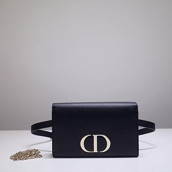DIOR 2-IN-1 30 MONTAIGNE POUCH Black Grained Calfskin S2086OBAE 19 x 12.5 x 4 cm