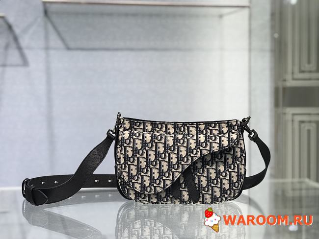 DIOR MINI SADDLE SOFT BAG Beige and Black Dior Oblique Jacquard 1ADHO003YKY 24 cm - 1
