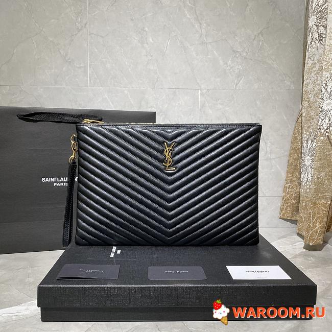 YSL MONOGRAM DOCUMENT HOLDER IN MATELASSÉ LEATHER Black 440222 36 x 24.5 x 2.5 cm - 1