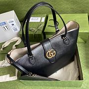 GUCCI Medium Tote With Double G Black Leather 649577 35 x 32 x 11 cm - 5