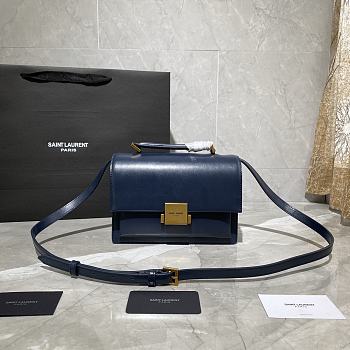 YSL MEDIUM BELLECHASSE In Leather Blue and Golden 482051 22 x 16 x 9 cm