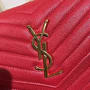 YSL MONOGRAM CHAIN WALLET IN QUILTED GRAIN DE POUDRE EMBOSSED LEATHER Rouge Opyum 377828 22.5 x 14 x 4 cm - 3