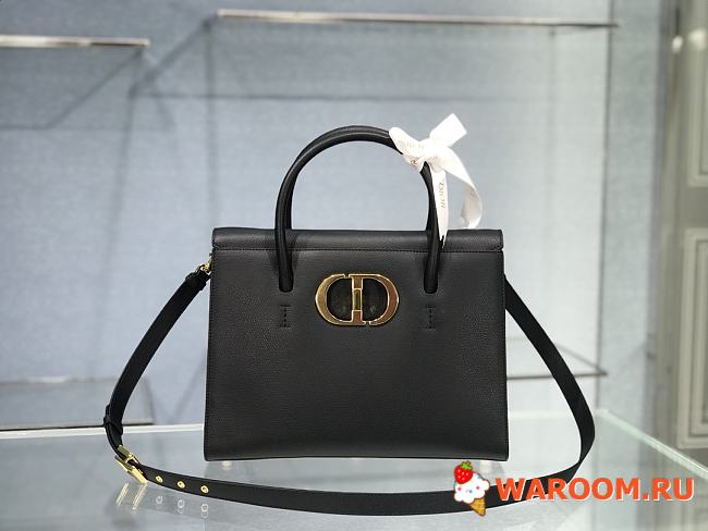 DIOR LARGE ST HONORÉ TOTE Black Grained Calfskin M9306 30 cm - 1
