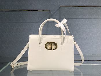 DIOR LARGE ST HONORÉ TOTE White Grained Calfskin M9306 30 cm