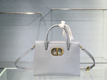 DIOR LARGE ST HONORÉ TOTE Sky Blue Grained Calfskin M9306 30 cm