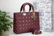 DIOR LARGE LADY DIOR BAG Burgundy Cannage Lambskin M0566 32 x 25 x 11 cm  - 1