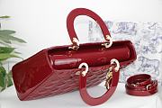 DIOR LARGE LADY DIOR BAG Cherry Red Patent Cannage Calfskin M0566 32 x 25 x 11 cm  - 6