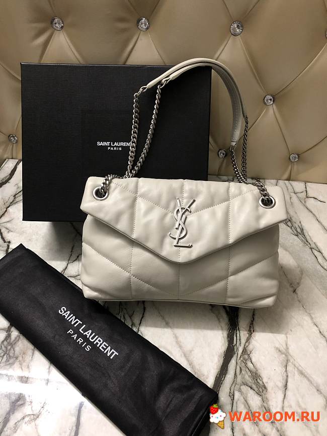 YSL PUFFER SMALL BAG IN QUILTED LAMBSKIN White 5774761 29 x 17 x 11 cm  - 1