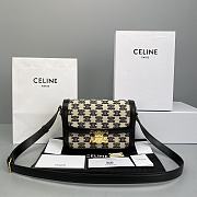 CELINE MEDIUM TRIOMPHE BAG IN TEXTILE WITH TRIOMPHE EMBROIDERY AND CALFSKIN Black 191242 22 x 16 x 7 cm - 1