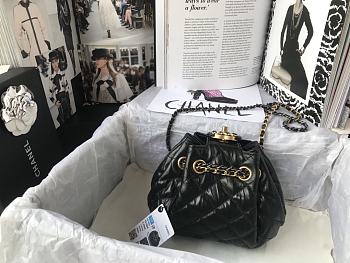 CHANEL MINI DRAWSTRING Bag In Black AS1802 20 x 17 x 10 cm