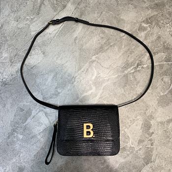 BALENCIAGA WOMEN'S B. SMALL BAG IN Lizard Pattern Black 6181561 18.5 x 7 x 14 cm 