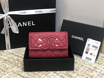 CHANEL WALLET CC Grain Leather Burgundy 84447 15 cm