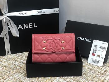 CHANEL WALLET CC Grain Leather Rose Pink 84447 15 cm