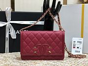 CHANEL CC Filigree WOC Grain Leather Burgundy A84451 19.5 × 3.5 × 12 cm - 1