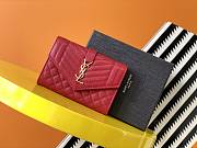 YSL MONOGRAM SMALL ENVELOPE WALLET IN MIX QUILTED GRAINED LEATHER Red 651026 13,5 x 9,5 x 3 cm - 1